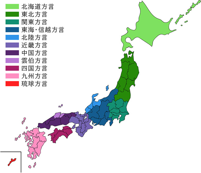 カラーで色分けした日本地図