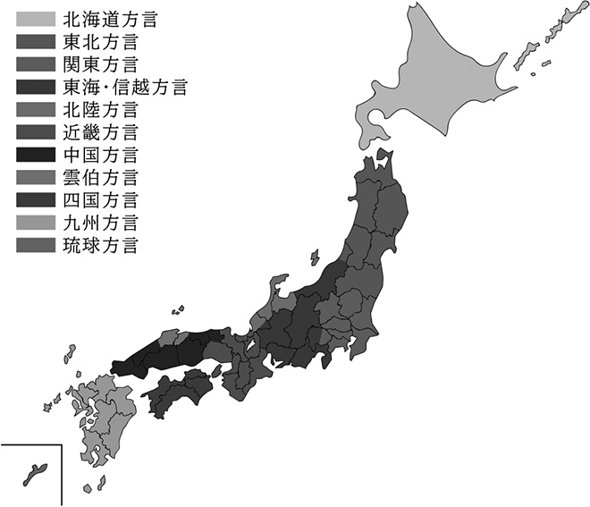 モノクロで色分けした日本地図