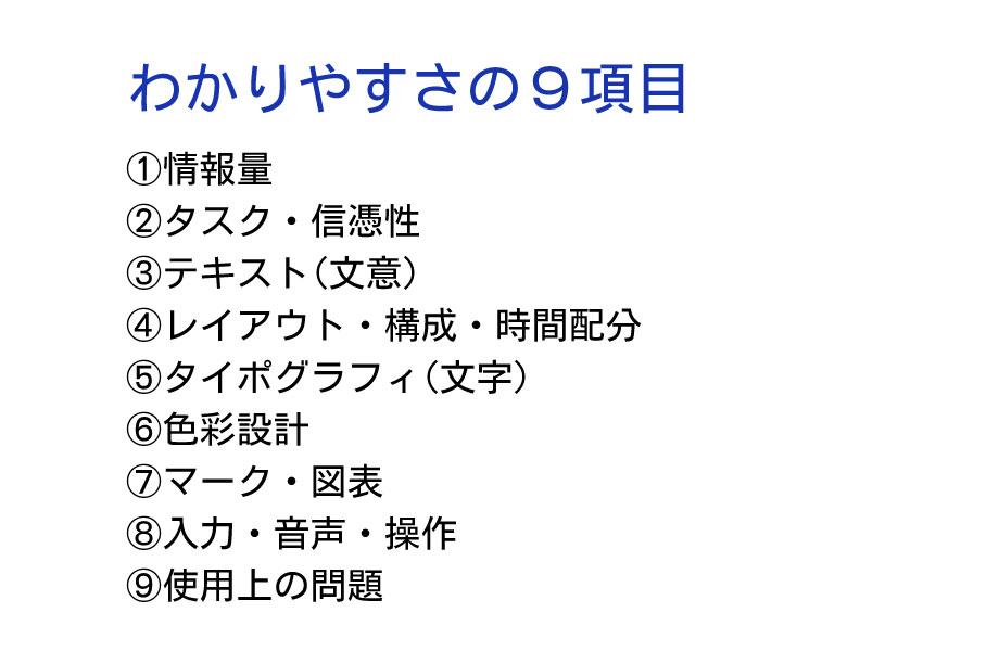 わかりやすさの９項目